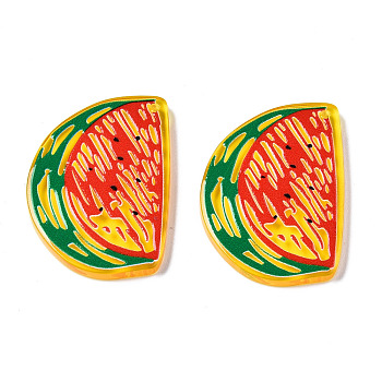 Translucent Acrylic Pendants, 3D Printed, Watermelon, Yellow, 33x24x3mm, Hole: 1.5mm