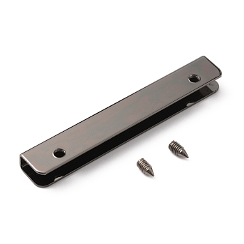 Zinc Alloy Bag Decorative Edge Buckles, Webbing Tip Strap End Caps for Handbag Belt, with Screws, Rectangle, Gunmetal, 6x0.9x0.7cm, Inner Diameter: 0.5cm