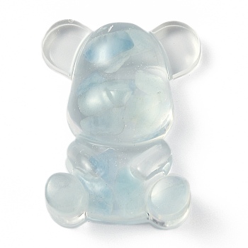 Resin Display Decorations, with Natural Aquamarine Chips Inside, Bear, 53.5~53.8x41~41.5x17.5~21mm