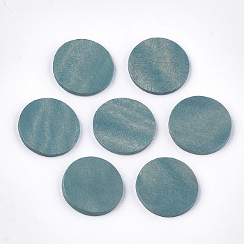 Painted Wood Cabochons, Flat Round, Cadet Blue, 20x2mm