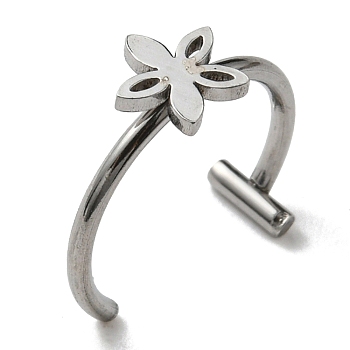304 Stainless Steel Eyebrow Ring, Lip Piercing and Nose Studs Body Jewelry, Flower, Stainless Steel Color, 11x12mm, Pin: 1mm