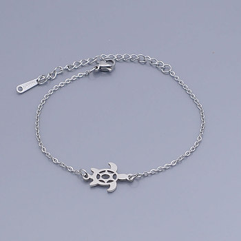 201 Stainless Steel Link Bracelets, with Lobster Claw Clasps, Tortoise, Stainless Steel Color, 6-5/8 inch~6-7/8 inch(16.95~17.5cm)