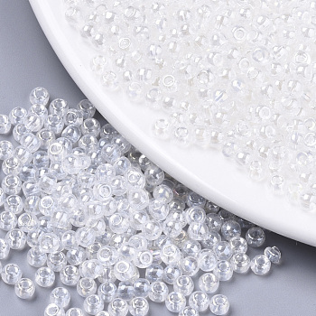 Transparent Glass Beads, Lustered, Round, Clear, 4x3mm, Hole: 1mm, about 4500pcs/bag