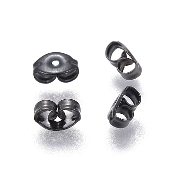 304 Stainless Steel Friction Ear Nuts, Electrophoresis Black, 6x4.5x3mm, Hole: 0.8mm