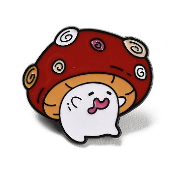Mushroom Enamel Pins, Alloy Lapel Pin Backs for Backpack Clothes, Black, Red, 25.5x28mm