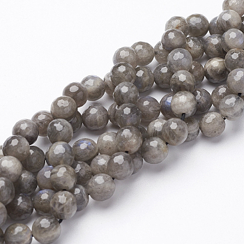 Natural Labradorite Beads Strands, Faceted, Round, 6mm, Hole: 0.8mm