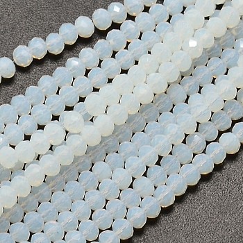 Faceted Rondelle Opalite Beads Strands, Azure, 3.5x2mm, Hole: 0.5mm, about 148pcs/strand, 14.9 inch