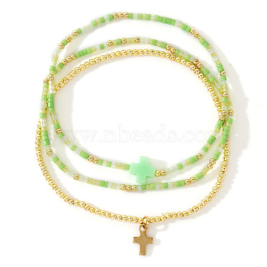 Pale Green Cross Glass Bracelets