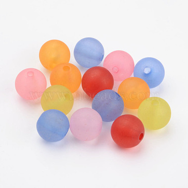 12mm Mixed Transparent Round Frosted Acrylic Ball Beads(X-FACR-R021-12mm-M)-2