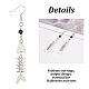 ANATTASOUL 2 Pairs 2 Style Alloy Fishbone Long Dangle Eararings for Women(EJEW-AN0002-53)-3