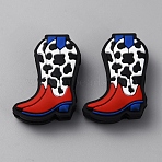 Cowboy Boot Silicone Focal Beads, Red, 29x22.5x8.8mm, Hole: 2.6mm(SIL-WH0020-01B)