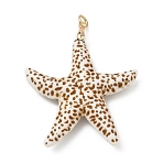 Spray Painted Opaque Acrylic Big Pendants, Starfish Charms, with Brass, Imitation Shell, Golden, 54x45.5x9mm, Hole: 4mm(PALLOY-JF05672-01)