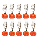 12Pcs Resin Imitation Fruit Tablecloth Weights, Table Cloth Pendants, with Iron Clip, Pumpkin, Platinum, 55mm, 12pcs/set(HJEW-AR00006)