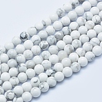Natural Howlite Beads Strands, Round, 6mm, Hole: 1mm, about 58~60pcs/strand, 15 inch(38cm)(X-G-P353-01-6mm)