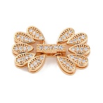 Brass Micro Pave Clear Cubic Zirconia Fold Over Clasps, Nickel Free, Real 18K Gold Plated, 25x16x5mm(KK-C076-09G)