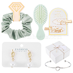 DIY Wedding Gift, including Cardboard Boxes, Cloth Elastic Hair Tie, Iron Claw Hair Clip, Brass Earrings, Stainless Steel Bangle, Paper Display Cards and Acrylic Alligator Hair Clips, Mixed Color, 20x20x10cm(AJEW-WR0003-87)
