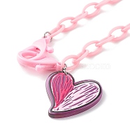 Transparent Acrylic Pendants Necklaces, with Opaque Acrylic Cable Chains, Heart, Pearl Pink, 21.25 inch(54cm)(NJEW-JN03521-02)