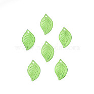 Transparent Acrylic Pendants, Leaf, Lime Green, 17.5x11x1.5mm, Hole: 1.5mm, about 300pcs/50g(X-TACR-T012-06)