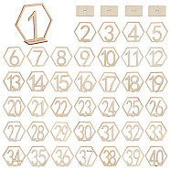 Wood Table Numbers Cards, for Wedding, Restaurant, Birthday Party Decorations, Hexagon with Number 1~40, BurlyWood, 3.2x9.5x9.7cm(AJEW-WH0348-35)