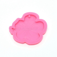 DIY Pendant Food Grade Silicone Molds, Resin Casting Pendant Molds, For UV Resin, Epoxy Resin Jewelry Making, Flower, Hot Pink, 70x76x7mm, Hole: 4mm(DIY-TAC0012-35)