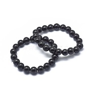 Synthetic Black Stone Bead Stretch Bracelets, Round, 2-1/8 inch~2-3/8 inch(5.5~6cm), Bead: 8mm(X-BJEW-K212-B-032)