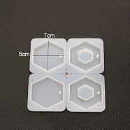 Pendant Silicone Molds, Resin Casting Molds, For UV Resin, Epoxy Resin Jewelry Making, Hexagon, White, 165x145x11mm, Hole: 4.5mm, Lnner: 60x70mm(DIY-K013-06)