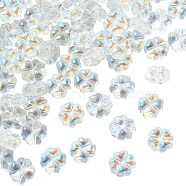 100Pcs Transparent Czech Glass Beads, Clover, Clear, 7.5x4.5mm, Hole: 0.9mm(GLAA-CJ0001-90)