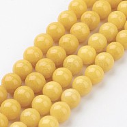 Natural Mashan Jade Round Beads Strands, Dyed, Yellow, 8mm, Hole: 1mm, about 51pcs/strand, 15.7 inch(X-G-D263-8mm-XS07)