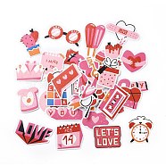 Valentine's Day Theme Paper Stickers Set, Adhesive Label Stickers, for Water Bottles, Laptop, Luggage, Cup, Computer, Mobile Phone, Skateboard, Guitar Stickers, Heart & Gift & Crown, Mixed Color, 18~75x22~73x0.3mm(DIY-G066-27)