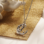 Stainless Steel Pendant Necklaces, Wave with Human, Stainless Steel Color, 15.75 inch(40cm)(KM9071-2)
