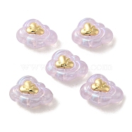 Resin Cartoon Cloud Beads, with Golden Plated Alloy Smiling Face, Thistle, 22x29x1.5mm, Hole: 1.8mm(RESI-C047-01E)