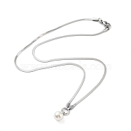 304 Stainless Steel with Plastic Bead Necklaces, Stainless Steel Color, 17.56 inch(44.6cm)(NJEW-Q335-02B-P)