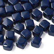 Opaque Acrylic Beads, Cube, Prussian Blue, 13x14.5x14.5mm, Hole: 2mm(X-MACR-S373-135-A06)