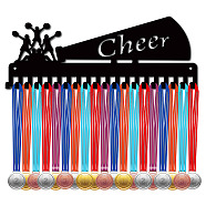 Iron Medal Holder Frame, Medals Display Hanger Rack, 20 Hooks, with Screws, Cheerleader Pattern, 150x400mm, Hole: 5mm(ODIS-WH0028-054)