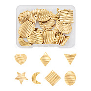 28Pcs 7 Style 304 Stainless Steel Pendants, Textured, Triangle & Rhombus & Star, Golden, 16.5~22.5x13.5~22.5x2~3mm, Hole: 1.2~1.4mm, 4pcs/style(STAS-TA0004-75)