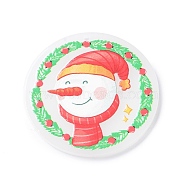 Christmas Acrylic Pendants, Flat Round Charm, Snowman, 38x2mm, Hole: 1.3mm(MACR-K330-38A)