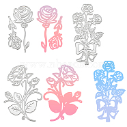 3Pcs 3 Styles Carbon Steel Cutting Dies Stencils for DIY Template, Decorative Embossing DIY Paper Card, Flower Rose Bouquet, Stainless Steel Color, 81~111x46.5~76x1mm, Hole: 1~1.5mm, 1pc/style(DIY-GF0007-91)