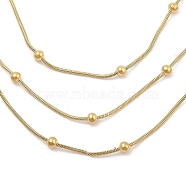 304 Stainless Steel Multi Layered Necklaces, Ball Link Snake Chain Necklaces, Golden, 17.01 inch(43.2cm)(NJEW-H044-03G)