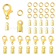 50Pcs Zinc Alloy Lobster Claw Clasps, with 200Pcs Iron Folding Crimp Ends & 200Pcs Open Jump Rings, Golden, 12x6mm, Hole: 1.2mm(DIY-YW0007-54G)