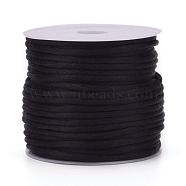 Nylon Cord, Satin Rattail Cord, for Beading Jewelry Making, Chinese Knotting, Black, 1mm, about 32.8 yards(30m)/roll(NWIR-L006-1mm-02)