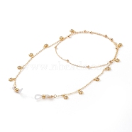 Brass Micro Pave Clear Cubic Zirconia Eyeglasses Chains, Neck Strap for Eyeglasses, with Cable Chains, Round Beads and Rubber Loop Ends, Flower, Real 18K Gold Plated, 27.55 inch(70.5cm)(AJEW-EH00309)