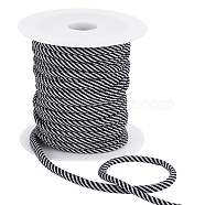 20 Yards Round Polyester Cords, Twisted Round Rope, with 1Pc Plastic Spool, for Garment Accessories, Black, Light Grey, 5mm(OCOR-BC0005-96D)