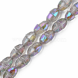 Electroplate Transparent Glass Beads Strands, Faceted, Bell, Violet, 8x7mm, Hole: 1mm, about 94~100pcs/strand, 25.20 inch(64cm)(EGLA-N002-35-C01)
