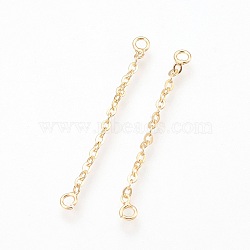 Brass Chain Links connectors, Nickel Free, Real 18K Gold Plated, 35x3x1mm, Hole: 1.5mm(X-KK-Q735-162G)