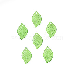 Transparent Acrylic Pendants, Leaf, Lime Green, 17.5x11x1.5mm, Hole: 1.5mm, about 300pcs/50g(X-TACR-T012-06)