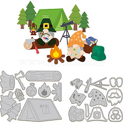 Camping Theme Carbon Steel Cutting Dies Stencils, for DIY Scrapbooking, Photo Album, Decorative Embossing Paper Card, Stainless Steel Color, Gnome, 118~134x97~111x0.8mm, 2pcs/set(DIY-WH0309-1425)