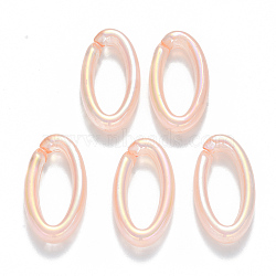 Transparent Acrylic Linking Rings, Quick Link Connectors, For Jewelry Chains Making, AB Color Plated, Imitation Gemstone Style, Oval, Light Salmon, 35x18.5x6.5mm, Inner Diameter: 25x9.5mm(TACR-T016-04D)