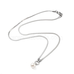304 Stainless Steel with Plastic Bead Necklace, Stainless Steel Color, 17.56 inch(44.6cm)(NJEW-Q335-02B-P)