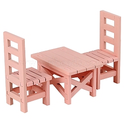 Wood Table & Chair Model, Mini Furniture, Miniature Dollhouse Decorations, Pink, 45~90x43~58x48~90mm, 3pcs/set(MIMO-PW0003-008)