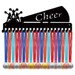 Iron Medal Holder Frame, Medals Display Hanger Rack, 20 Hooks, with Screws, Cheerleader Pattern, 150x400mm, Hole: 5mm(ODIS-WH0028-054)